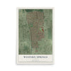 Map of Western Springs, Illinois, 12 x 18 inch unframed archival matte print