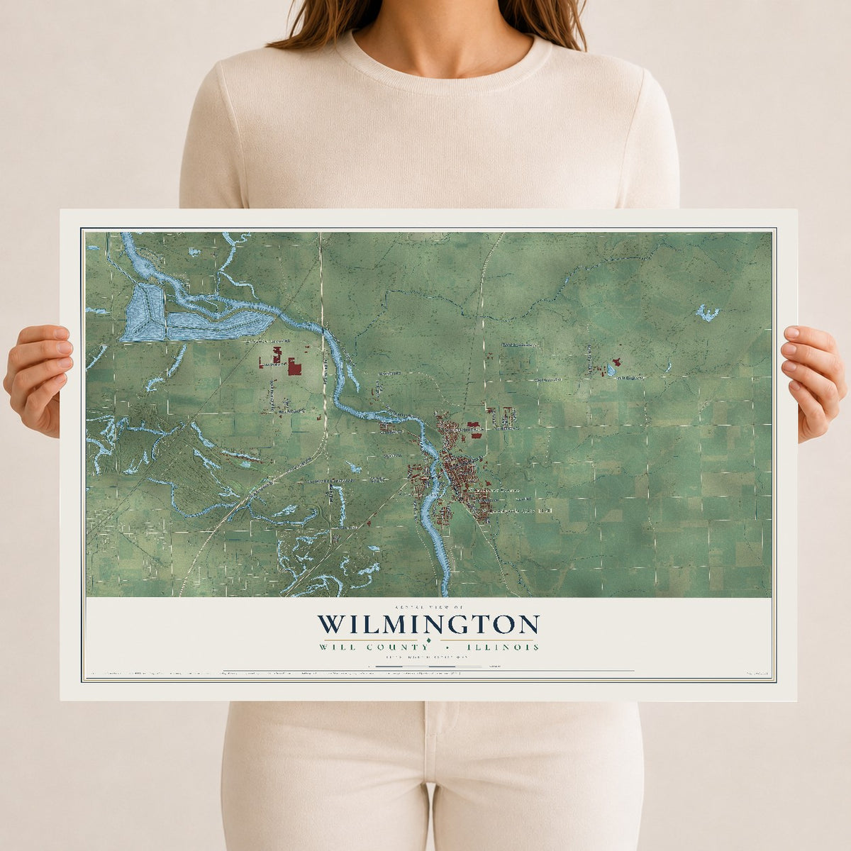 Map of Wilmington, Will County, Illinois, 12 x 18 inch unframed archival matte print