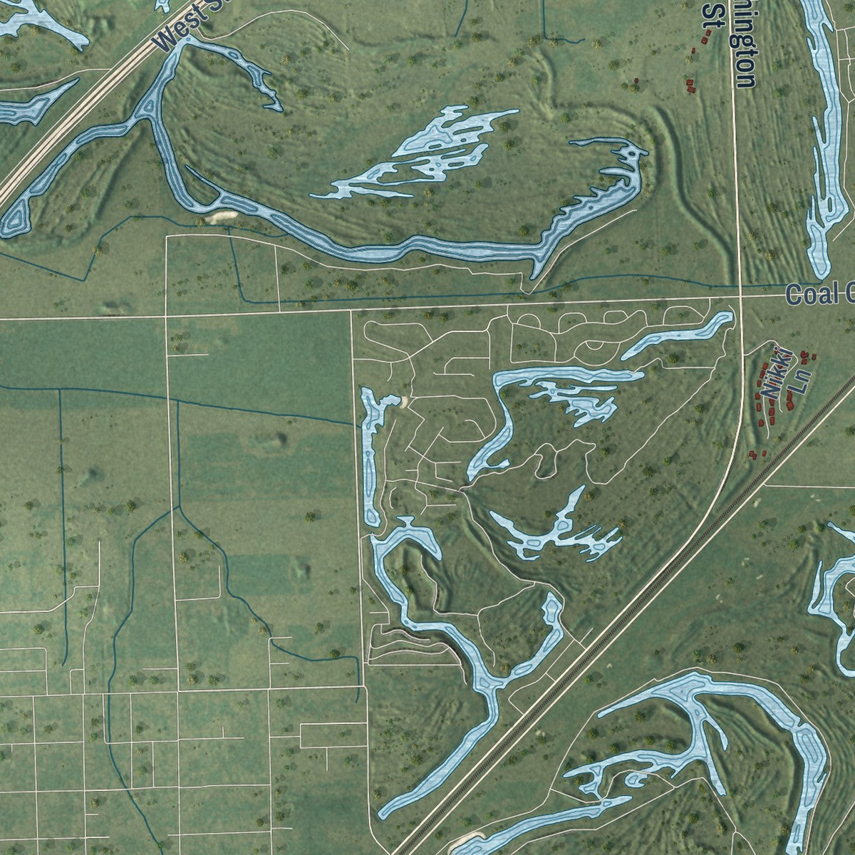 Second close-up of the map of Wilmington, Will County, Illinois print showing more streets and buildings