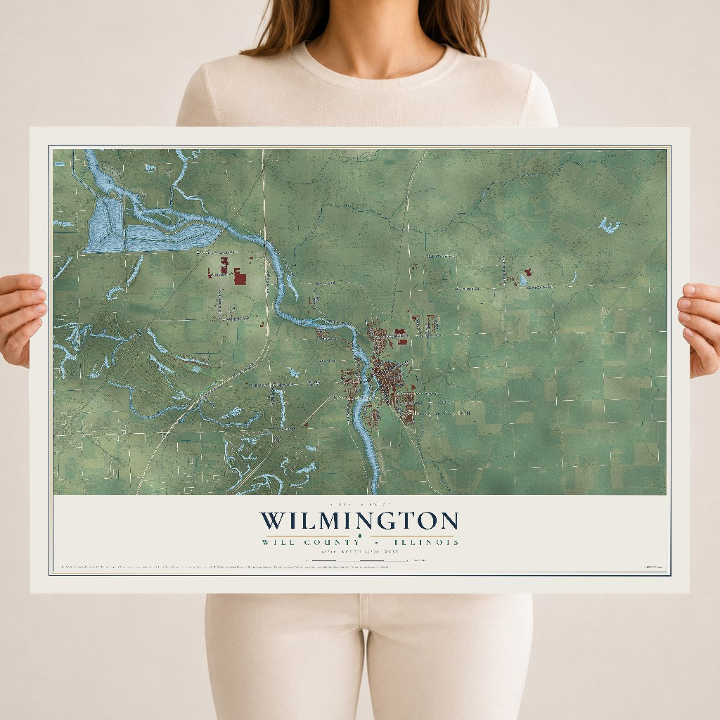 Map of Wilmington, Will County, Illinois, 18 x 24 inch unframed archival matte print