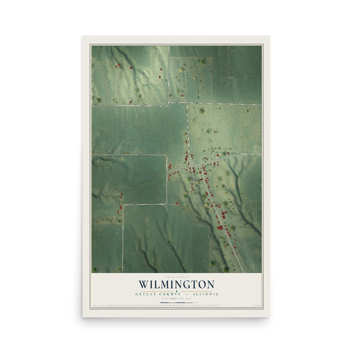 Map of Wilmington, Greene County, Illinois, 12 x 18 inch unframed archival matte print