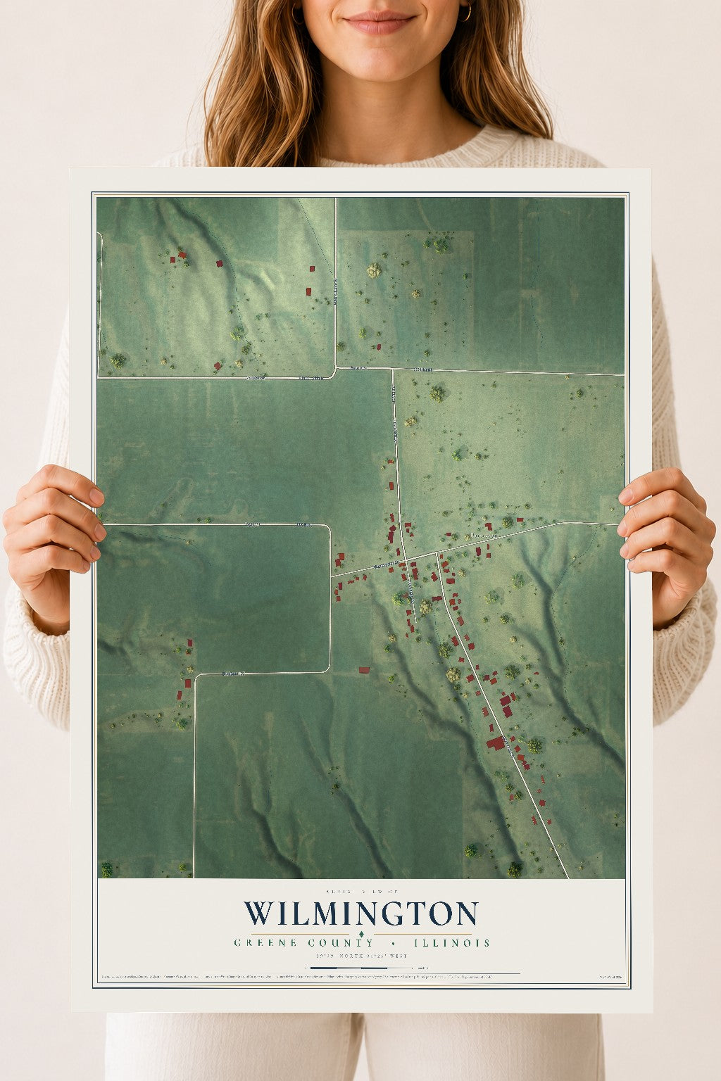 Map of Wilmington, Greene County, Illinois, 18 x 24 inch unframed archival matte print