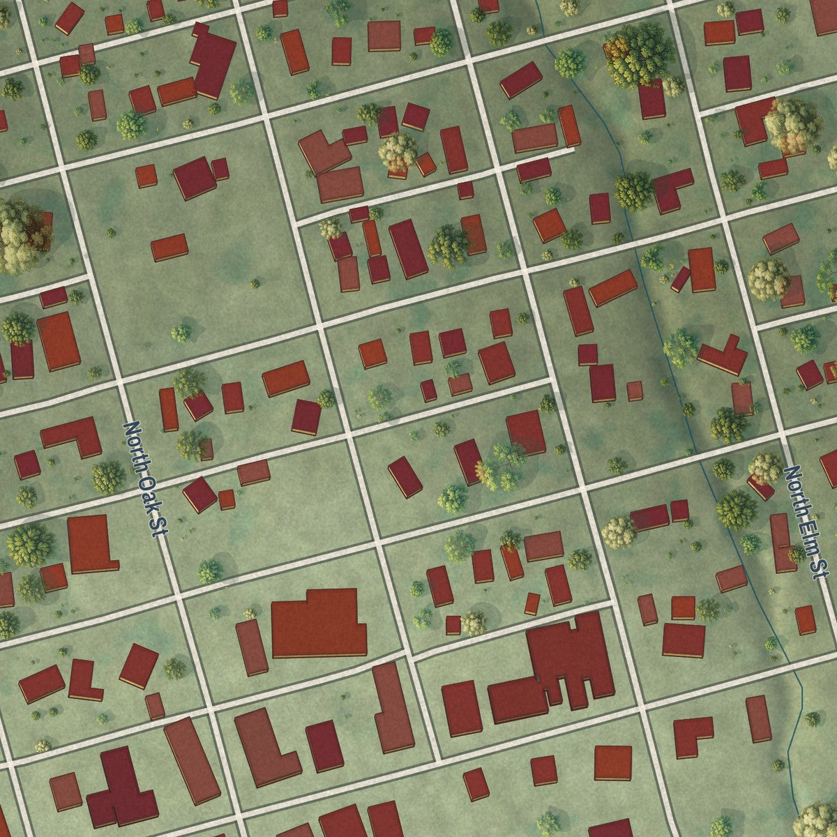 Close-up of the map of Windsor, Shelby County, Illinois print showing street and building detail