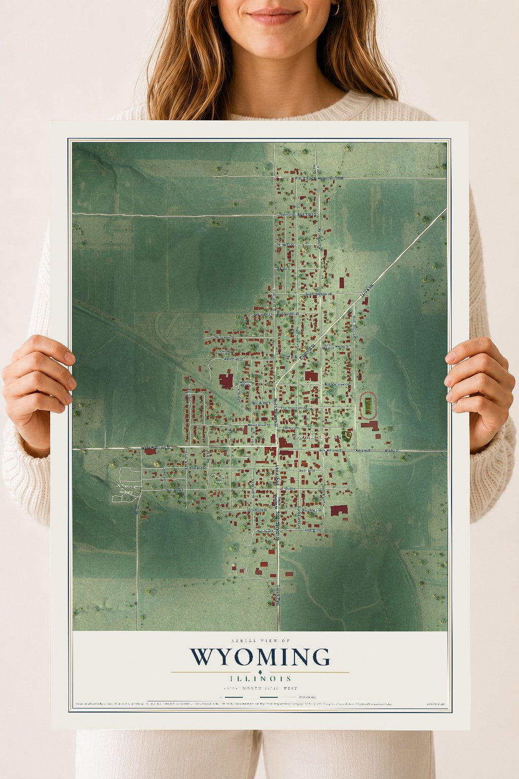Map of Wyoming, Illinois, 18 x 24 inch unframed archival matte print