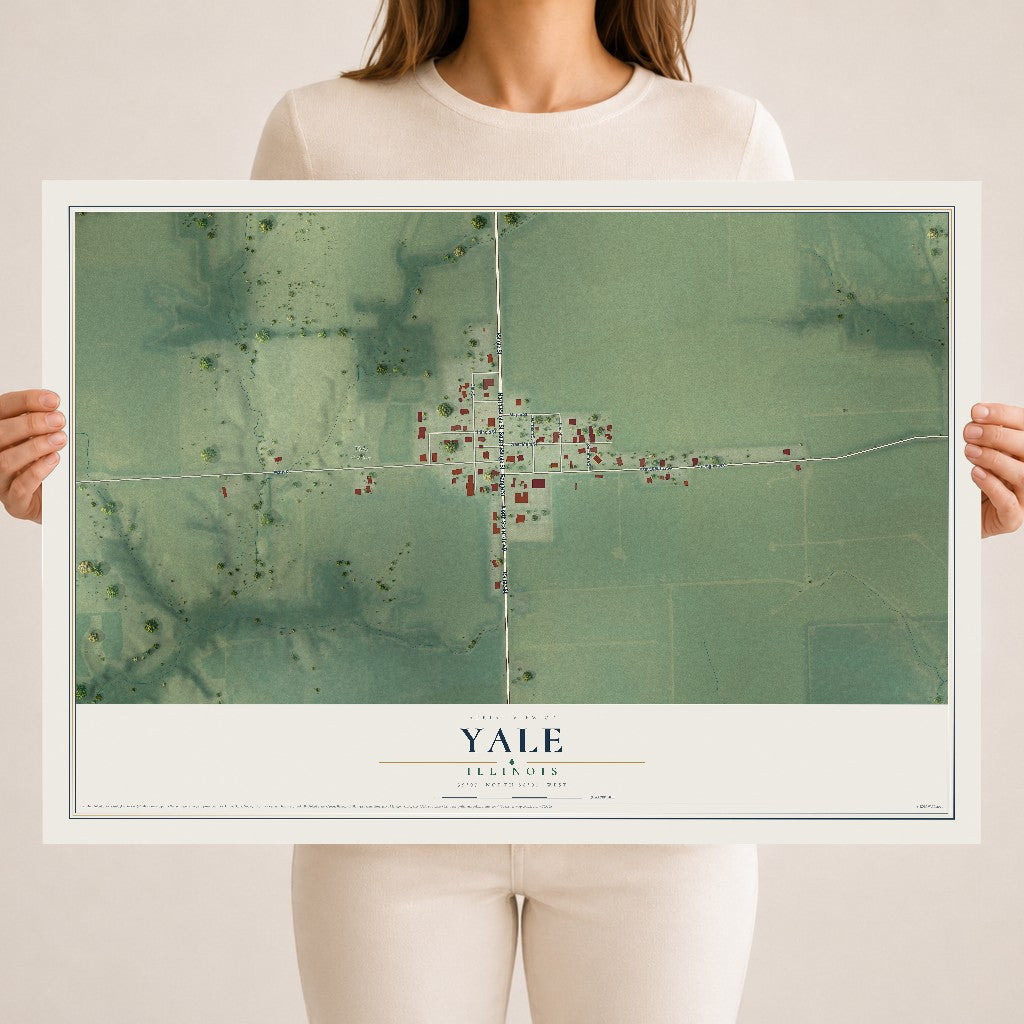 Map of Yale, Illinois, 18 x 24 inch unframed archival matte print