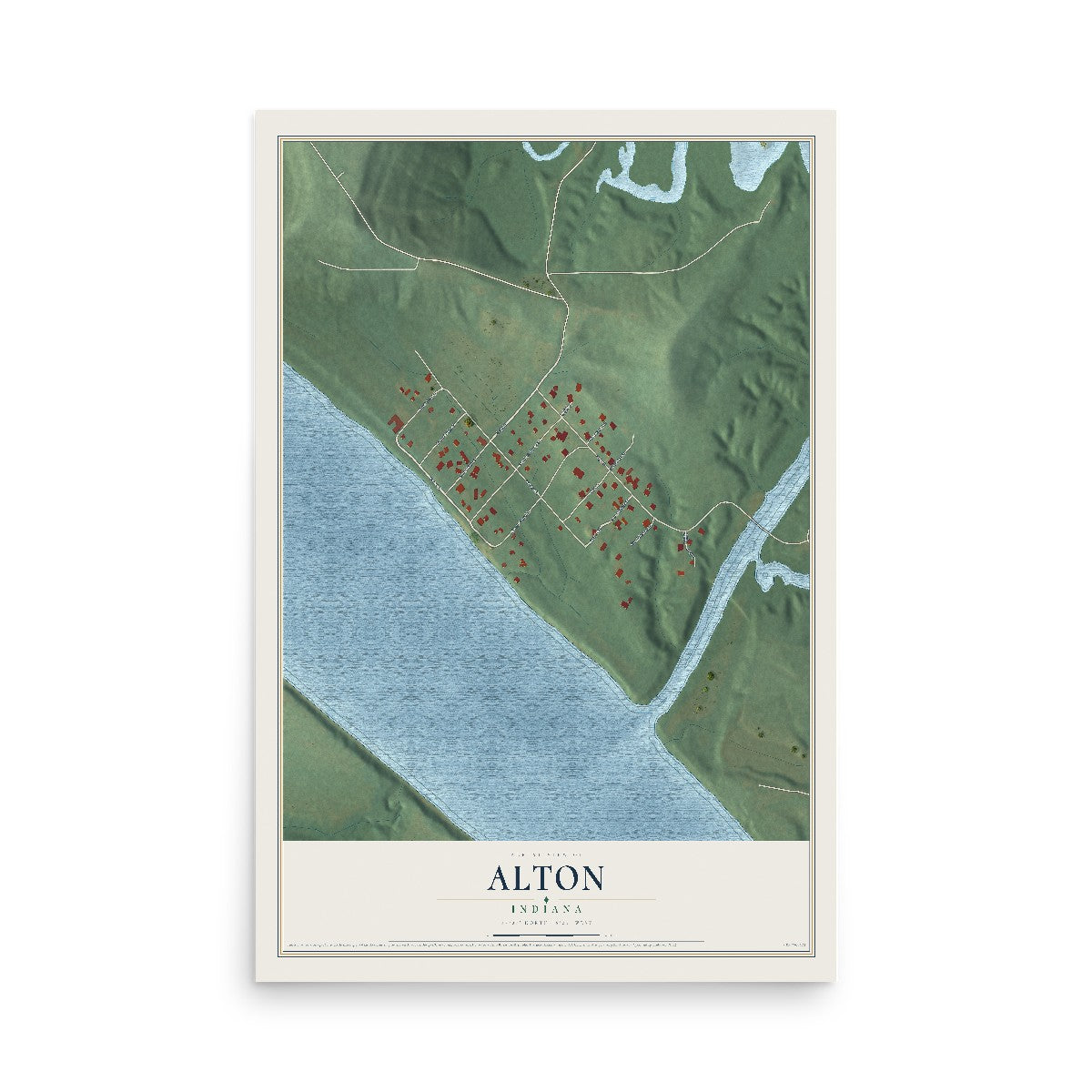 Map of Alton, Indiana, 12 x 18 inch unframed archival matte print