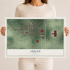 Map of Ashley, Indiana, 12 x 18 inch unframed archival matte print