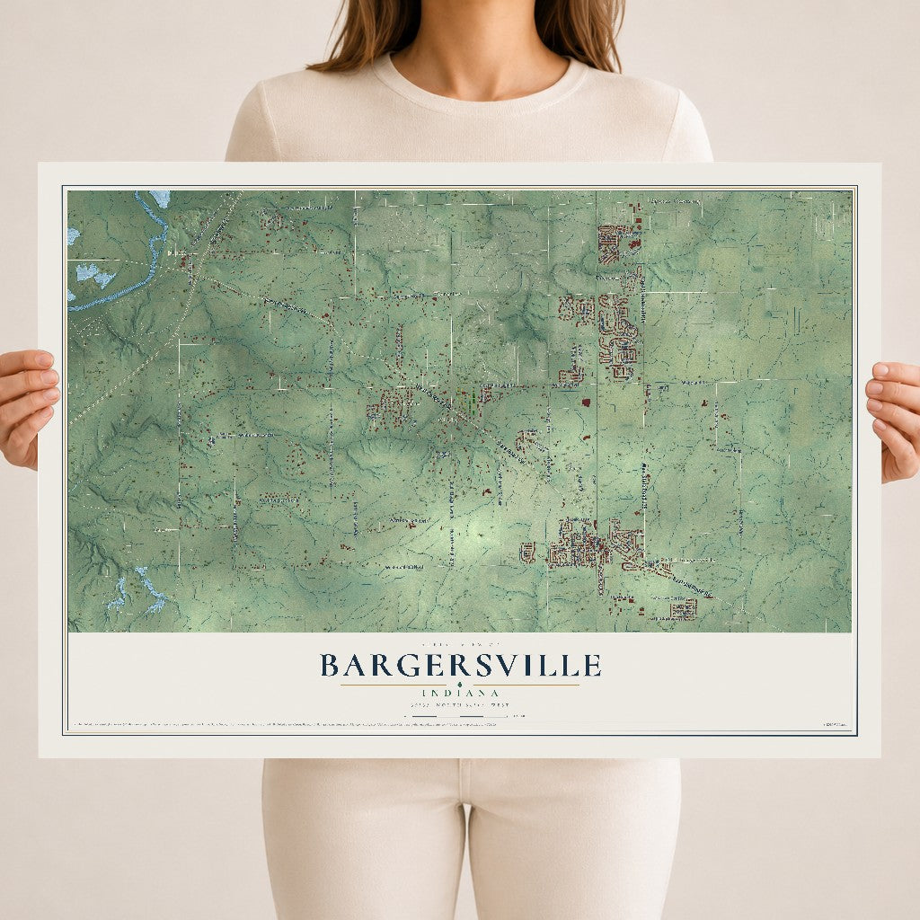Map of Bargersville, Indiana, 18 x 24 inch unframed archival matte print