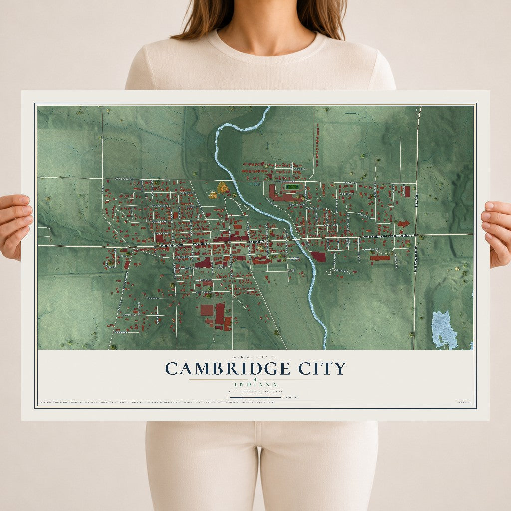 Map of Cambridge City, Indiana, 18 x 24 inch unframed archival matte print
