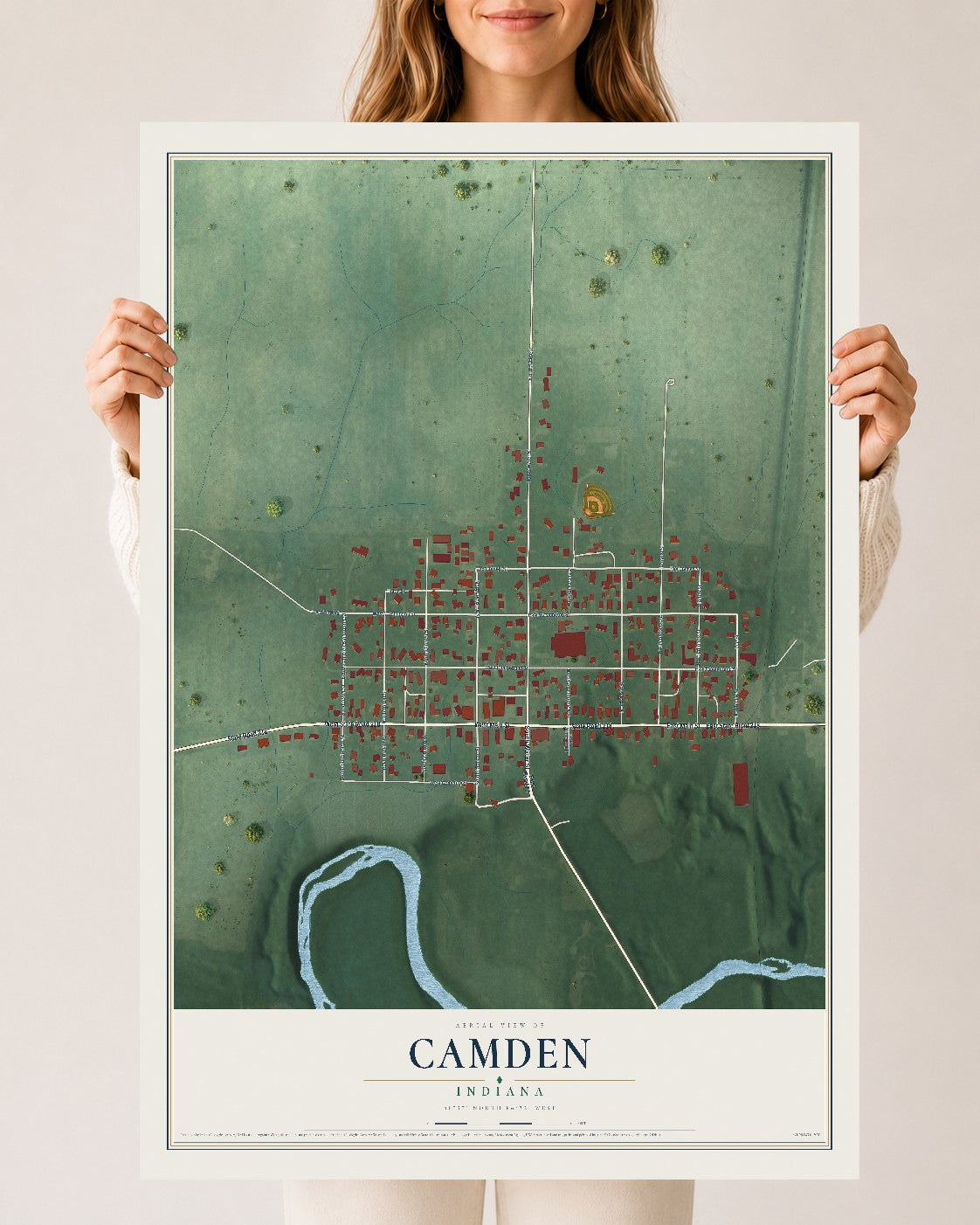 Map of Camden, Indiana, 24 x 36 inch unframed archival matte print