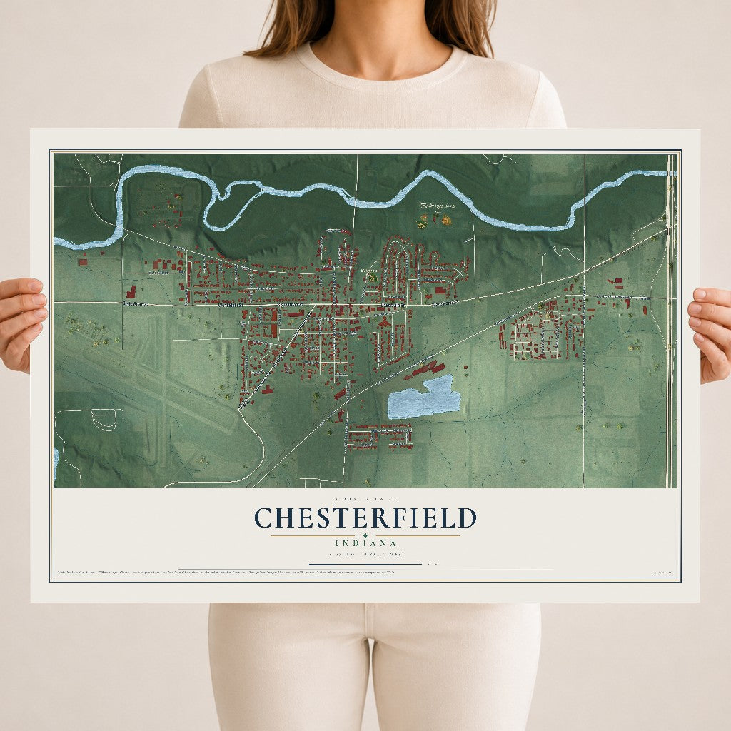 Map of Chesterfield, Indiana, 18 x 24 inch unframed archival matte print