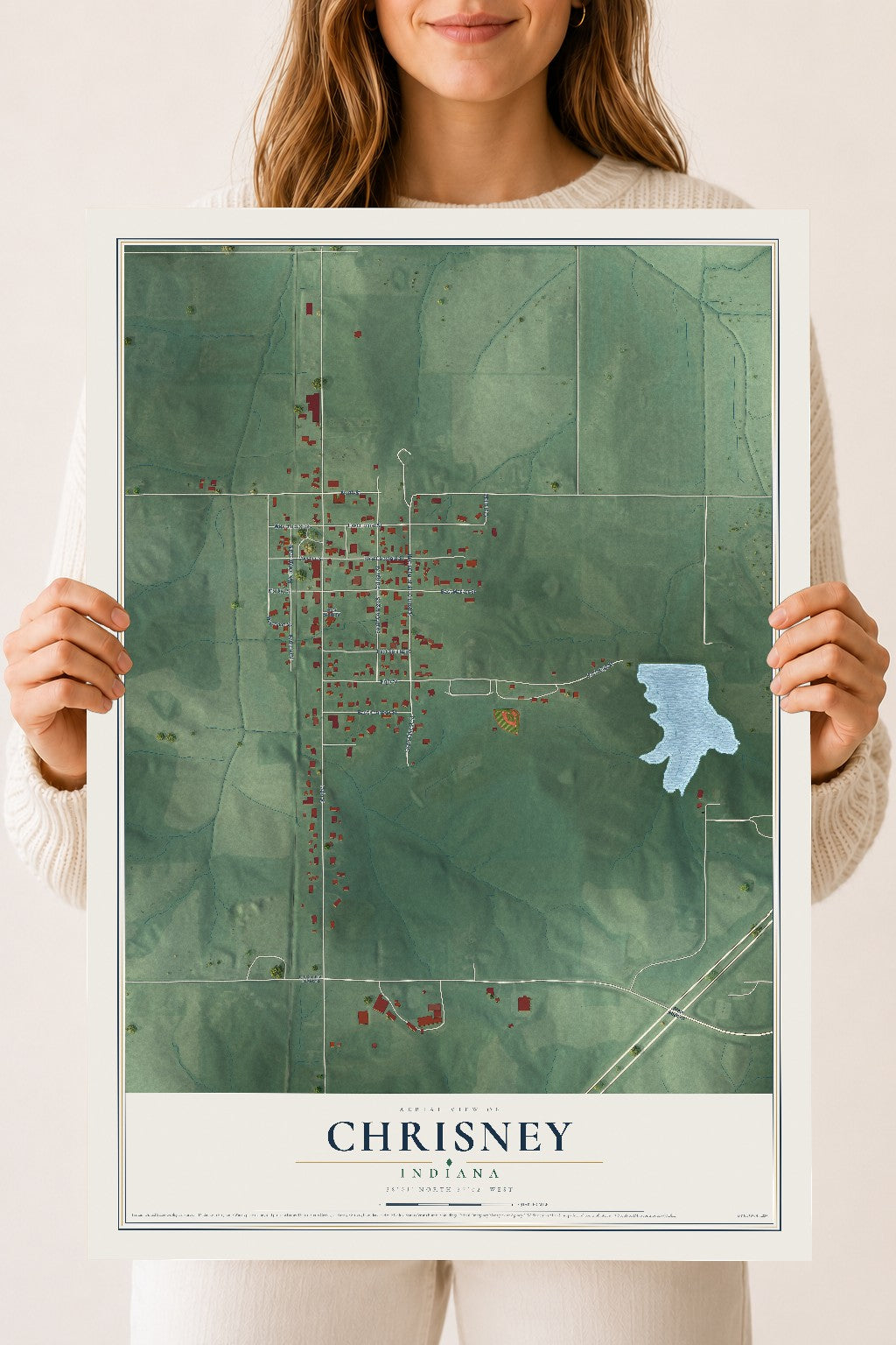 Map of Chrisney, Indiana, 18 x 24 inch unframed archival matte print