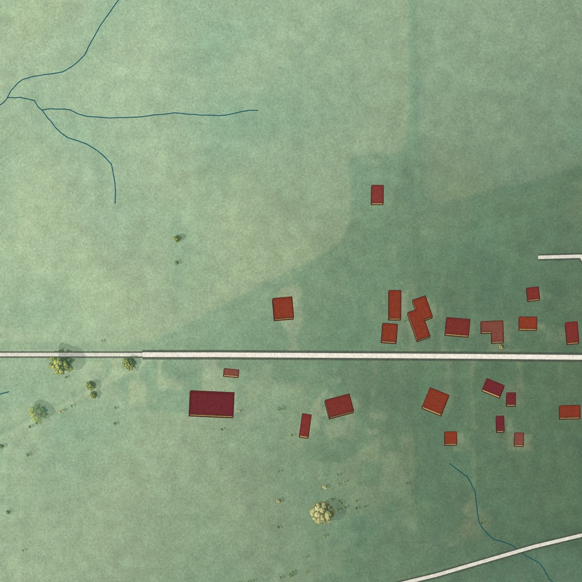 Second close-up of the map of Coatesville, Indiana print showing more streets and buildings
