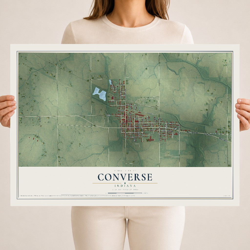 Map of Converse, Indiana, 18 x 24 inch unframed archival matte print
