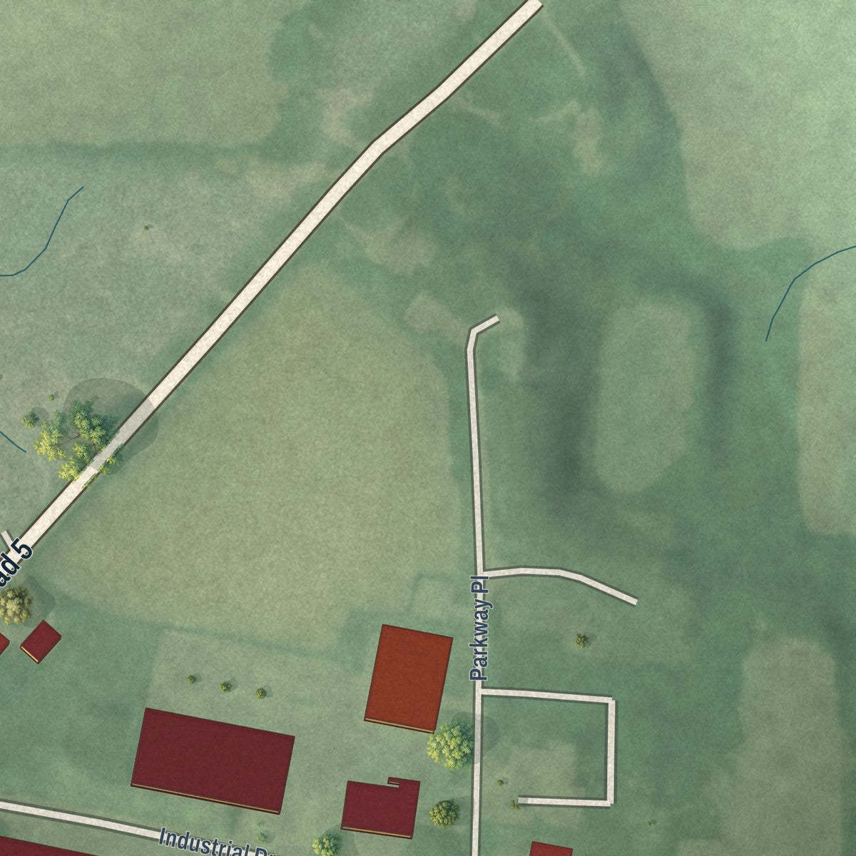 Second close-up of the map of Cromwell, Indiana print showing more streets and buildings