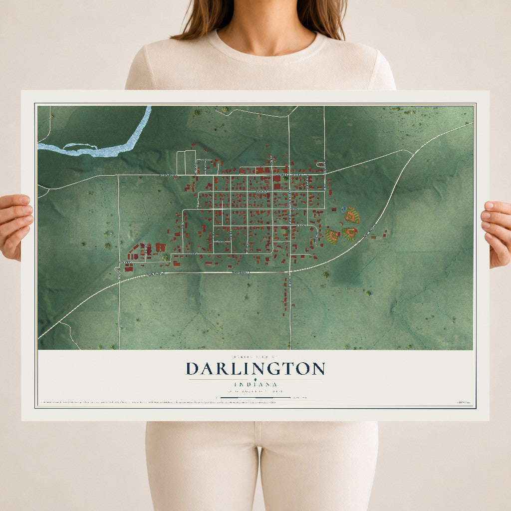 Map of Darlington, Indiana, 18 x 24 inch unframed archival matte print