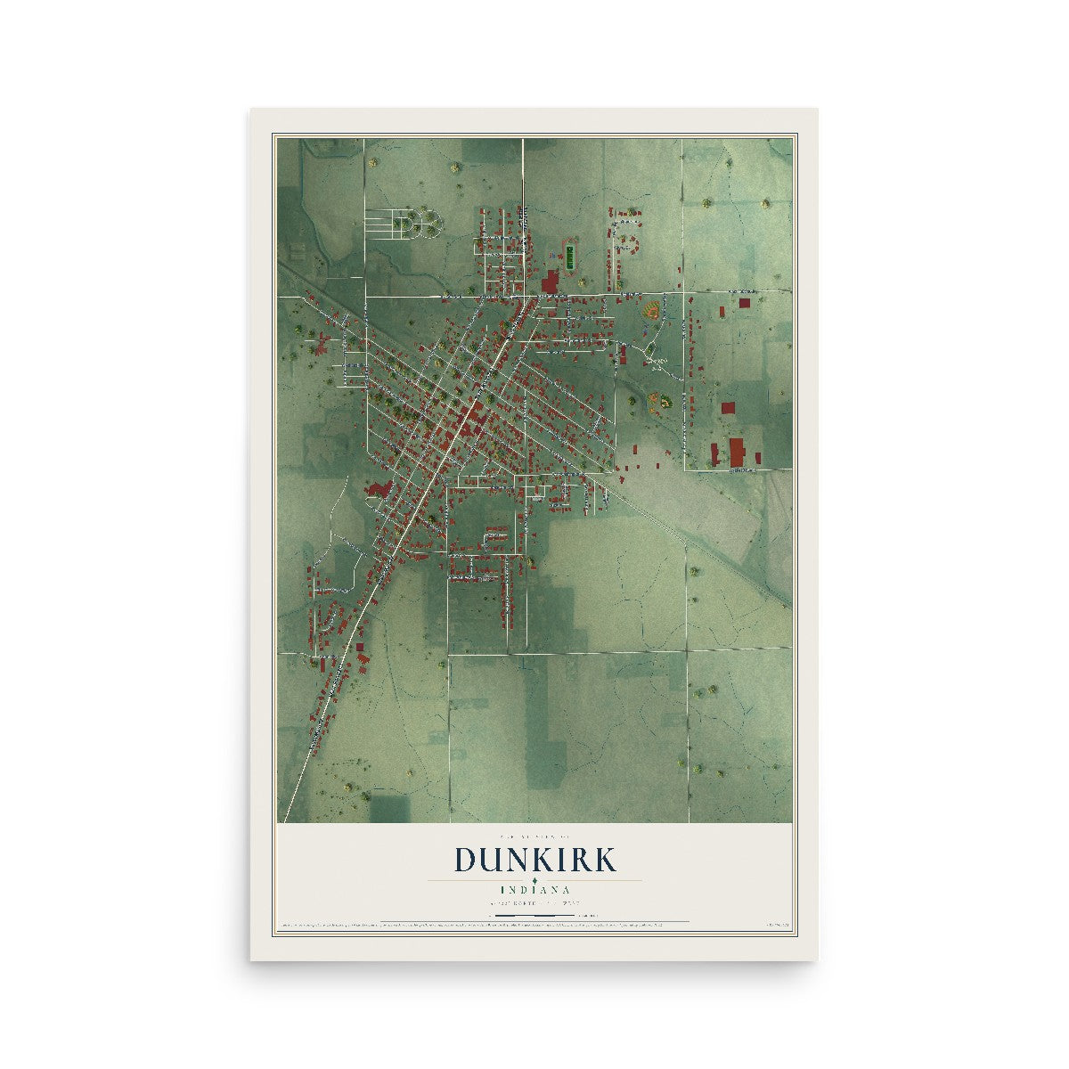 Map of Dunkirk, Indiana, 12 x 18 inch unframed archival matte print