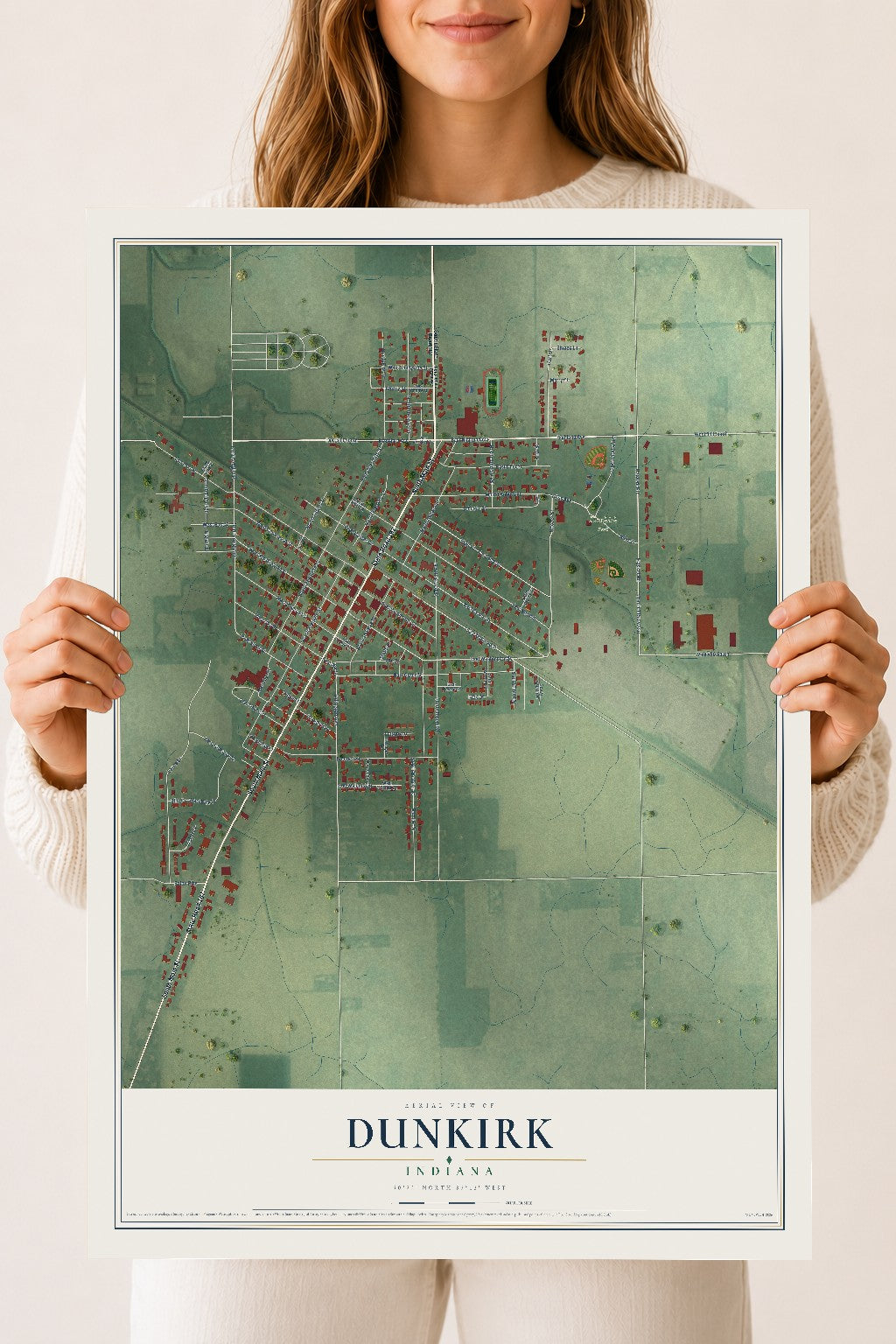 Map of Dunkirk, Indiana, 18 x 24 inch unframed archival matte print