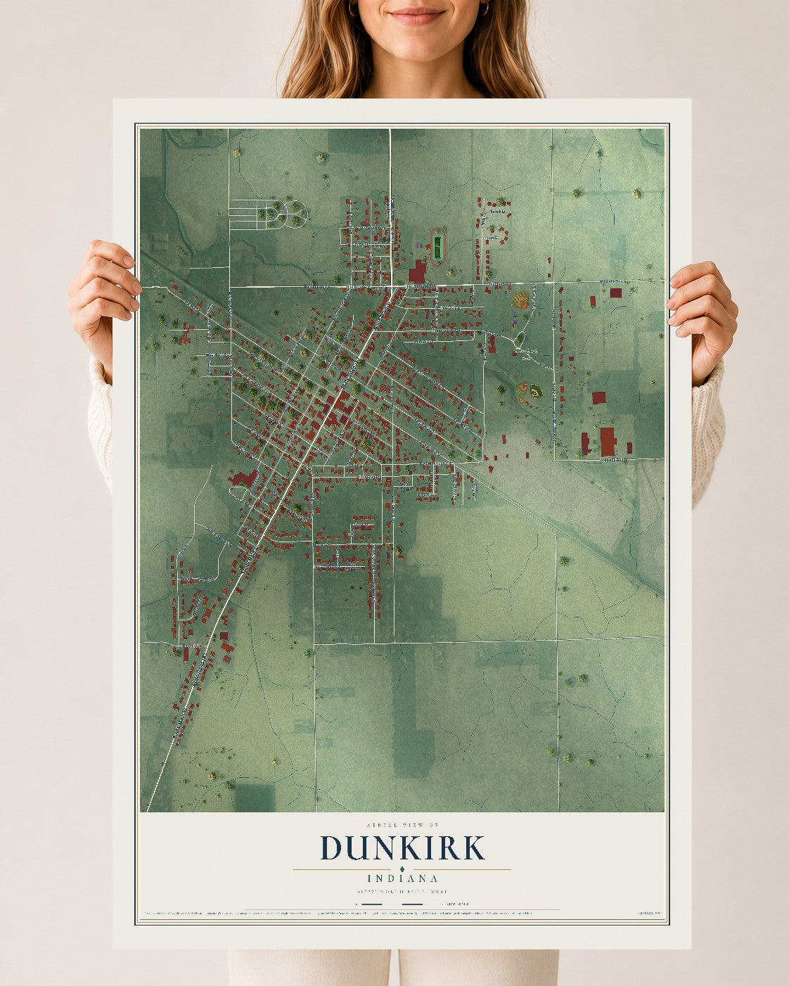 Map of Dunkirk, Indiana, 24 x 36 inch unframed archival matte print