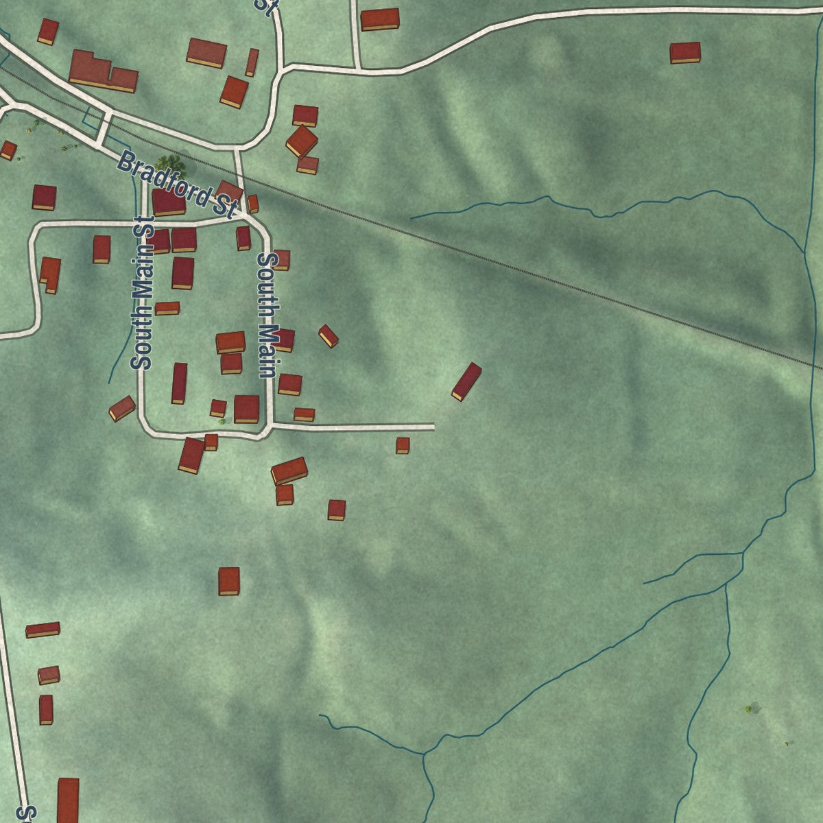 Close-up of the map of Eckerty, Indiana print showing street and building detail