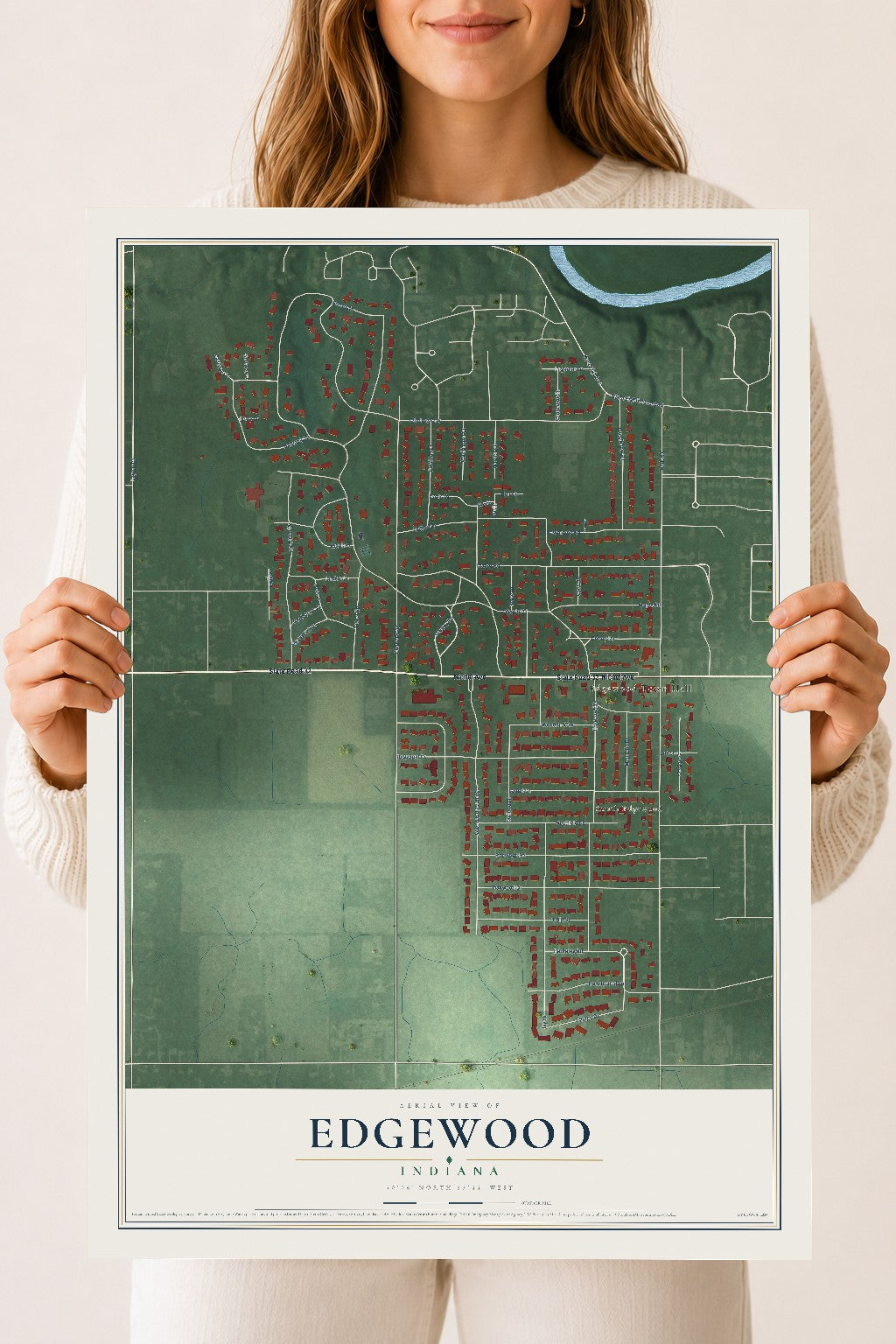 Map of Edgewood, Indiana, 18 x 24 inch unframed archival matte print