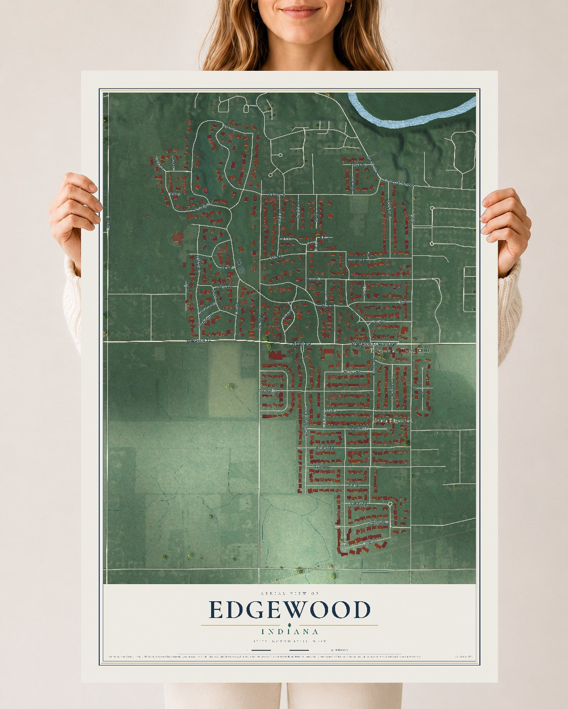 Map of Edgewood, Indiana, 24 x 36 inch unframed archival matte print