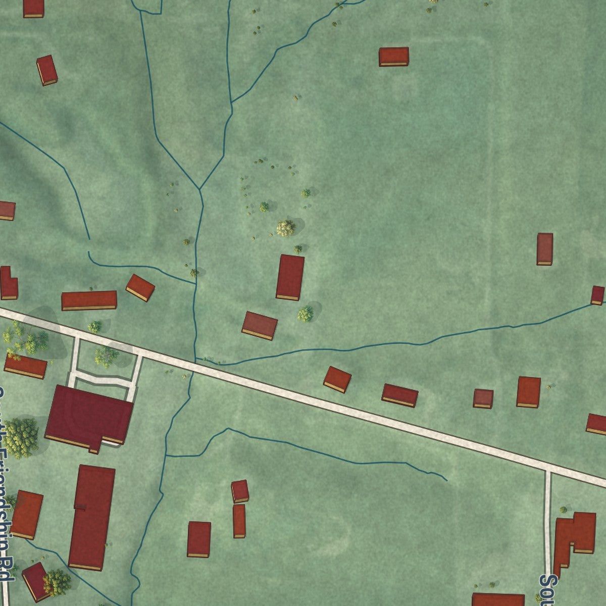 Close-up of the map of Elrod, Indiana print showing street and building detail