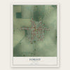 Forest, Indiana map print, the full design