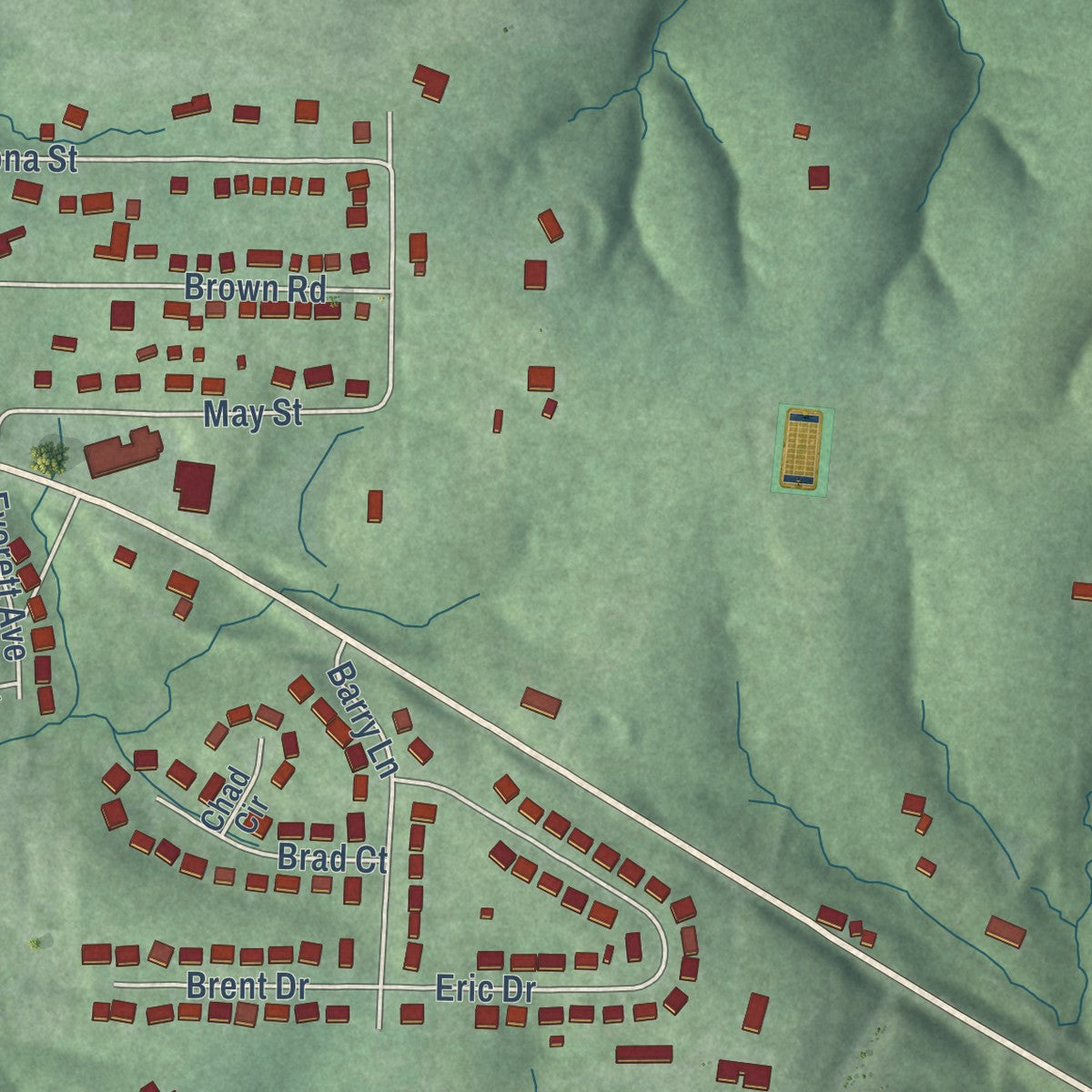 Close-up of the map of Galena, Indiana print showing street and building detail