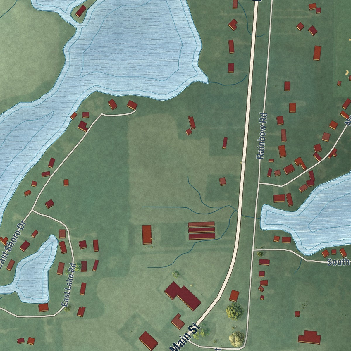 Second close-up of the map of Geneva, Indiana print showing more streets and buildings