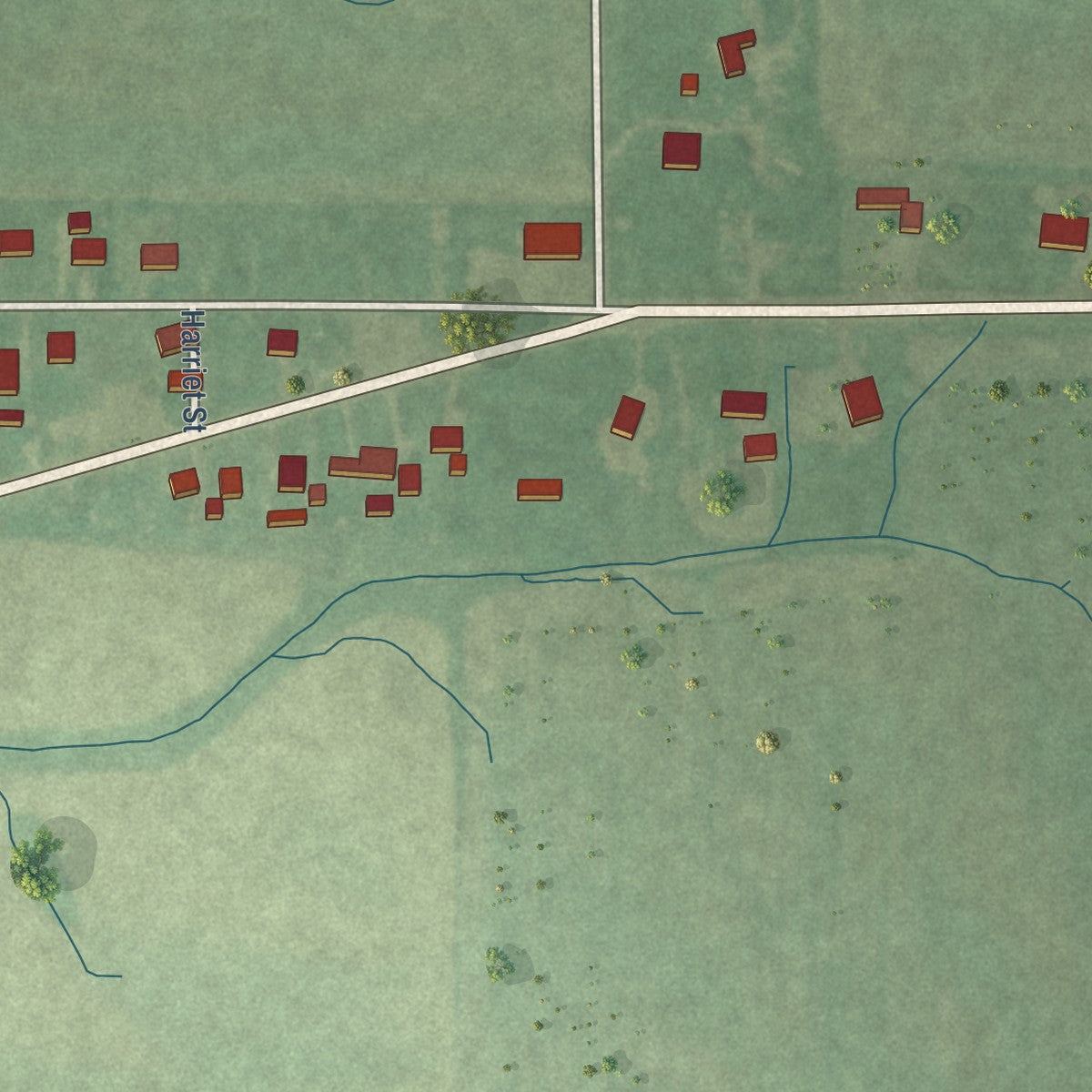 Second close-up of the map of Holton, Indiana print showing more streets and buildings