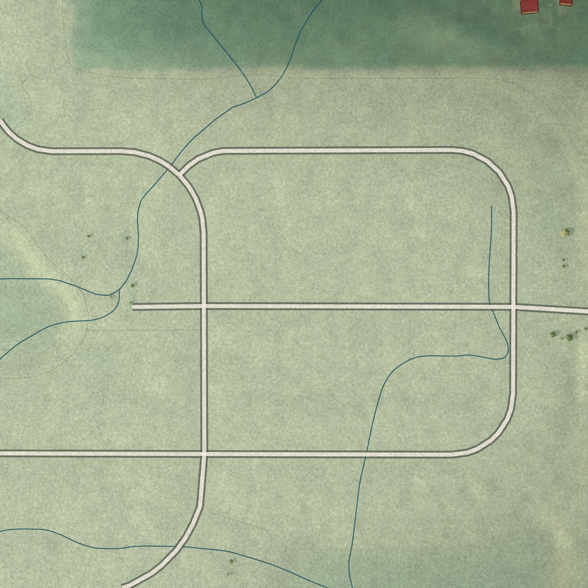 Close-up of the map of Hortonville, Indiana print showing street and building detail