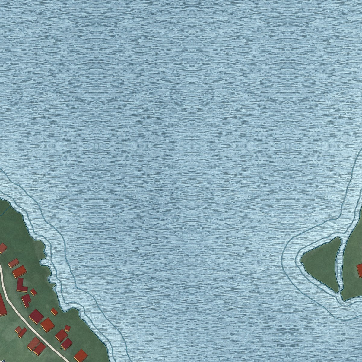 Close-up of the map of Lake Bruce, Indiana print showing street and building detail