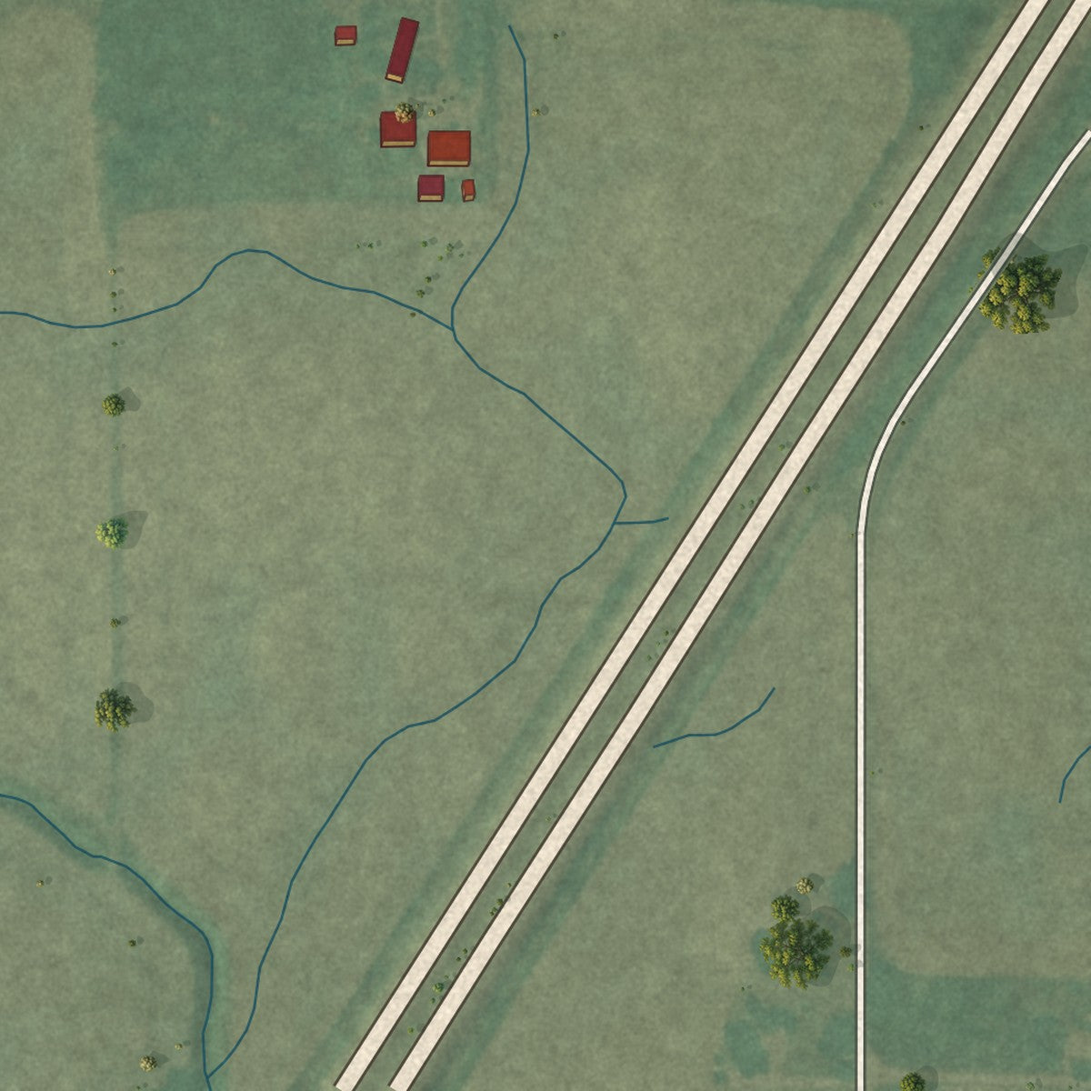 Close-up of the map of Landess, Indiana print showing street and building detail