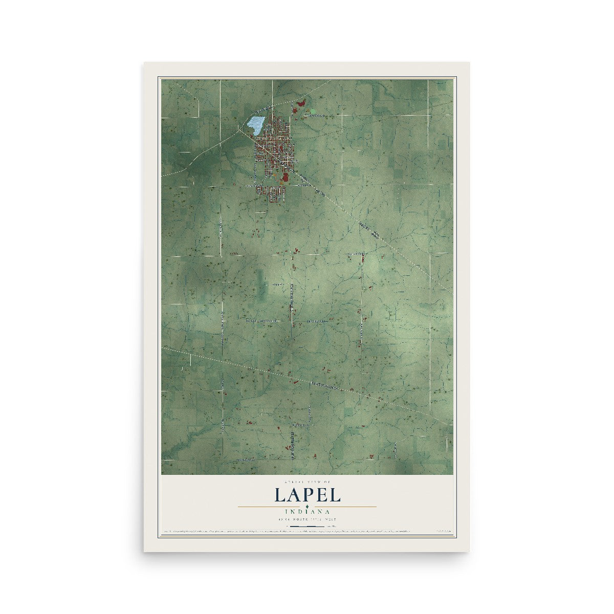 Map of Lapel, Indiana, 12 x 18 inch unframed archival matte print