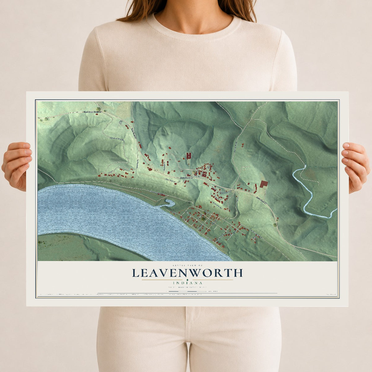 Map of Leavenworth, Indiana, 12 x 18 inch unframed archival matte print