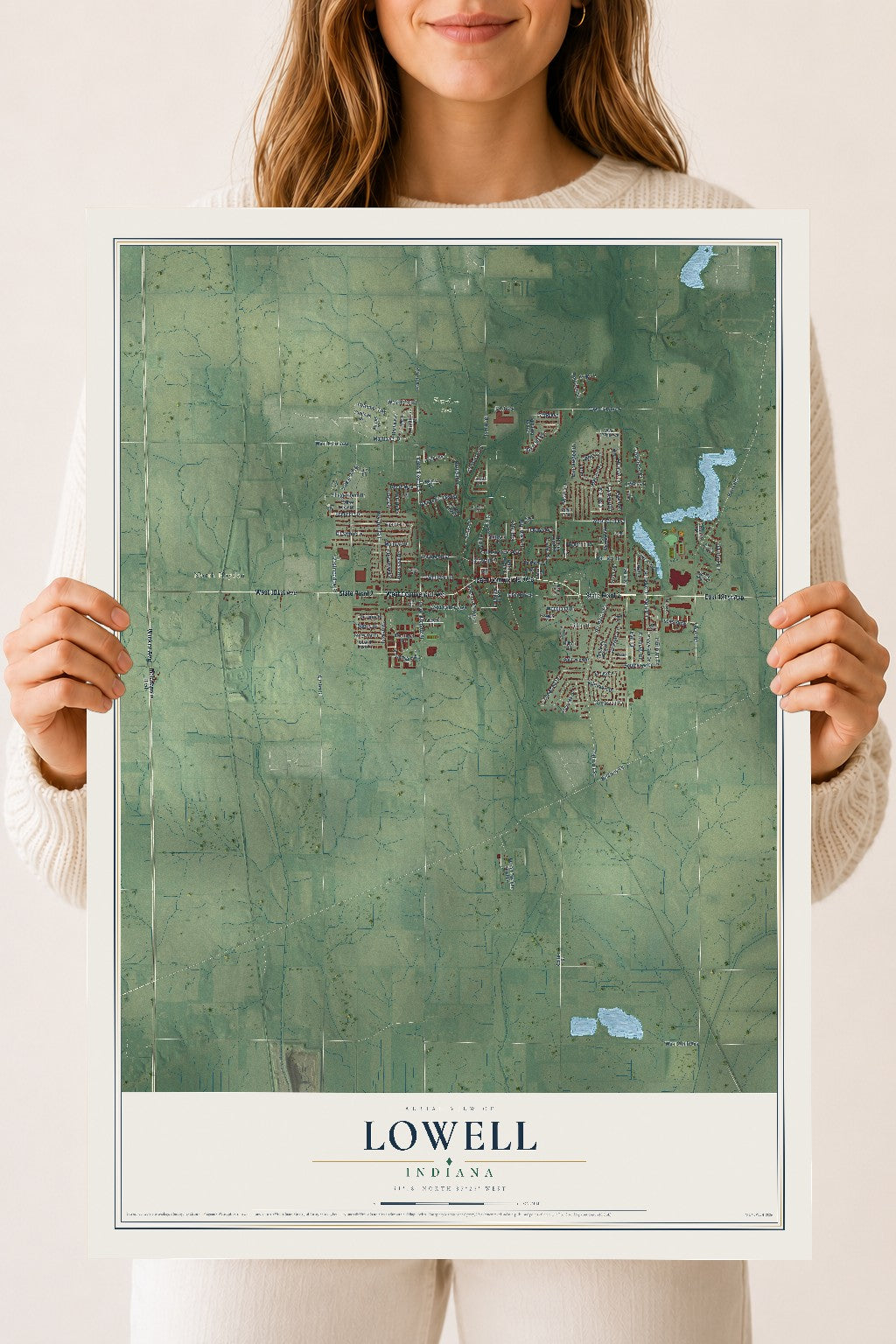 Map of Lowell, Indiana, 18 x 24 inch unframed archival matte print