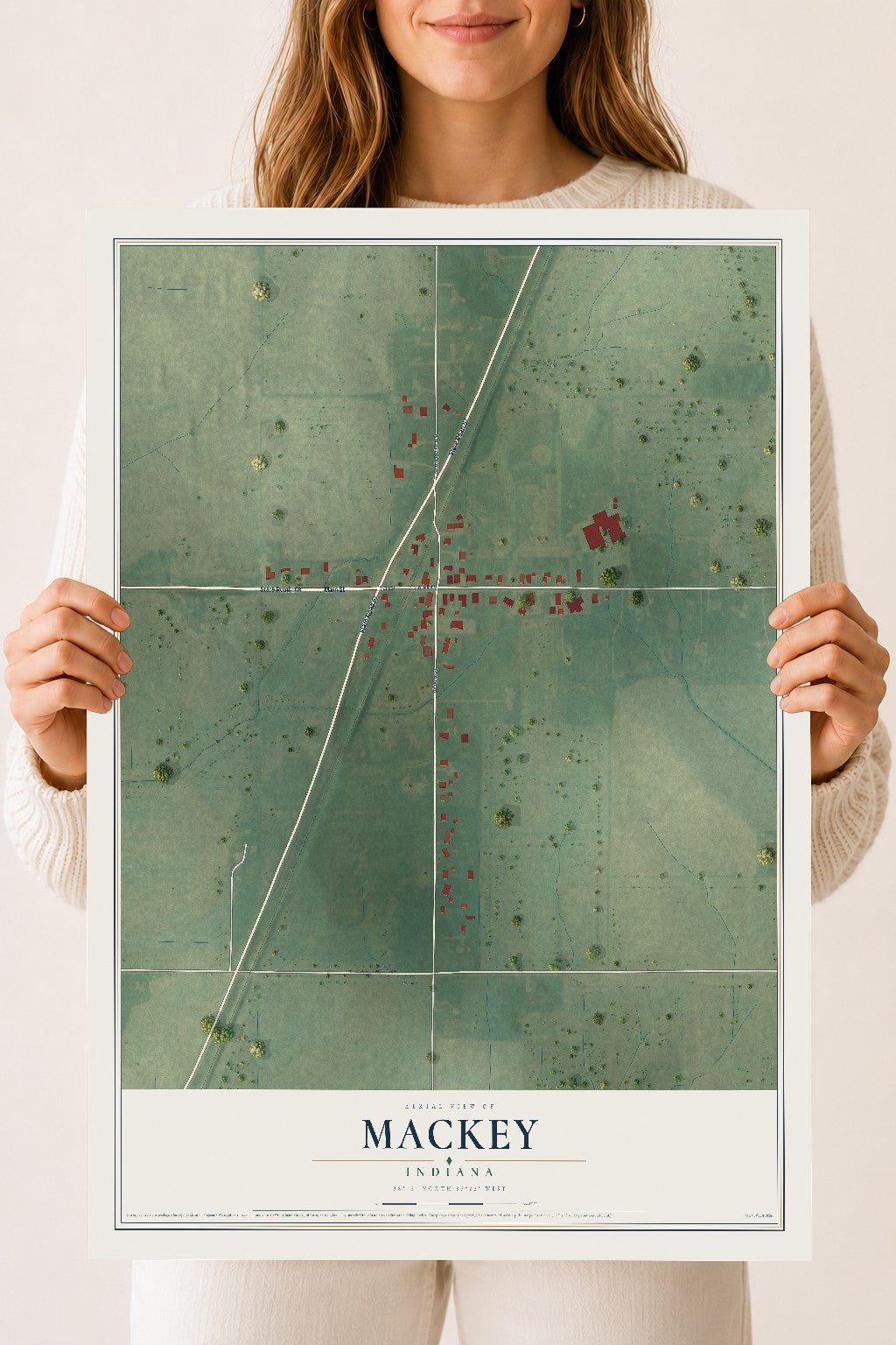 Map of Mackey, Indiana, 18 x 24 inch unframed archival matte print