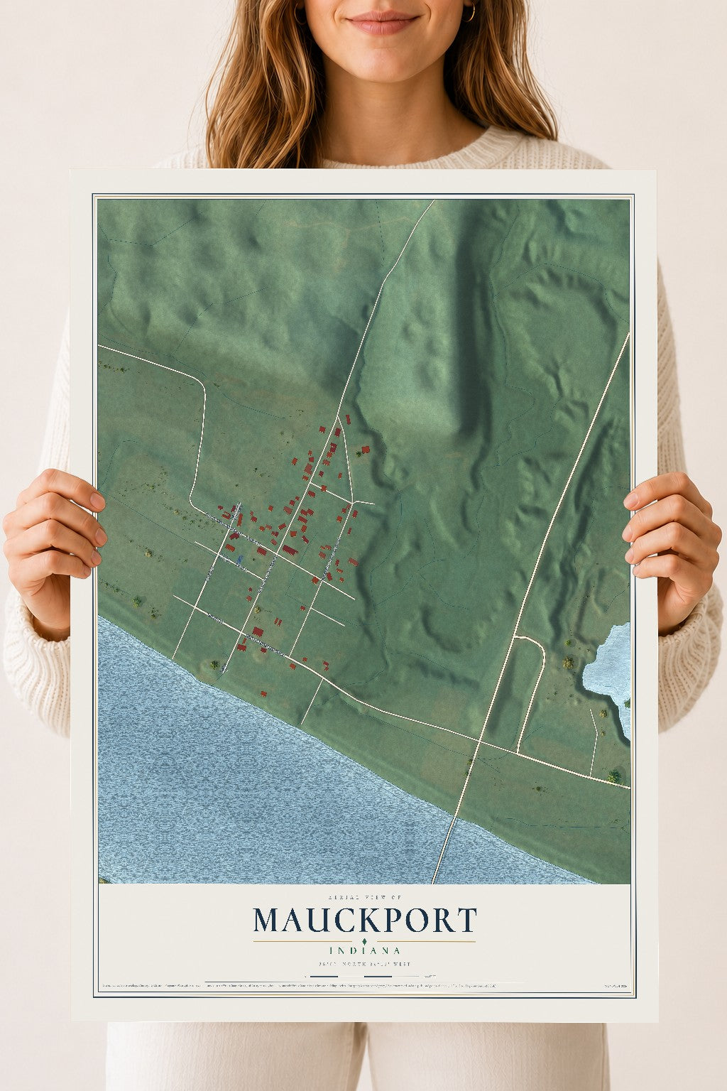 Map of Mauckport, Indiana, 18 x 24 inch unframed archival matte print