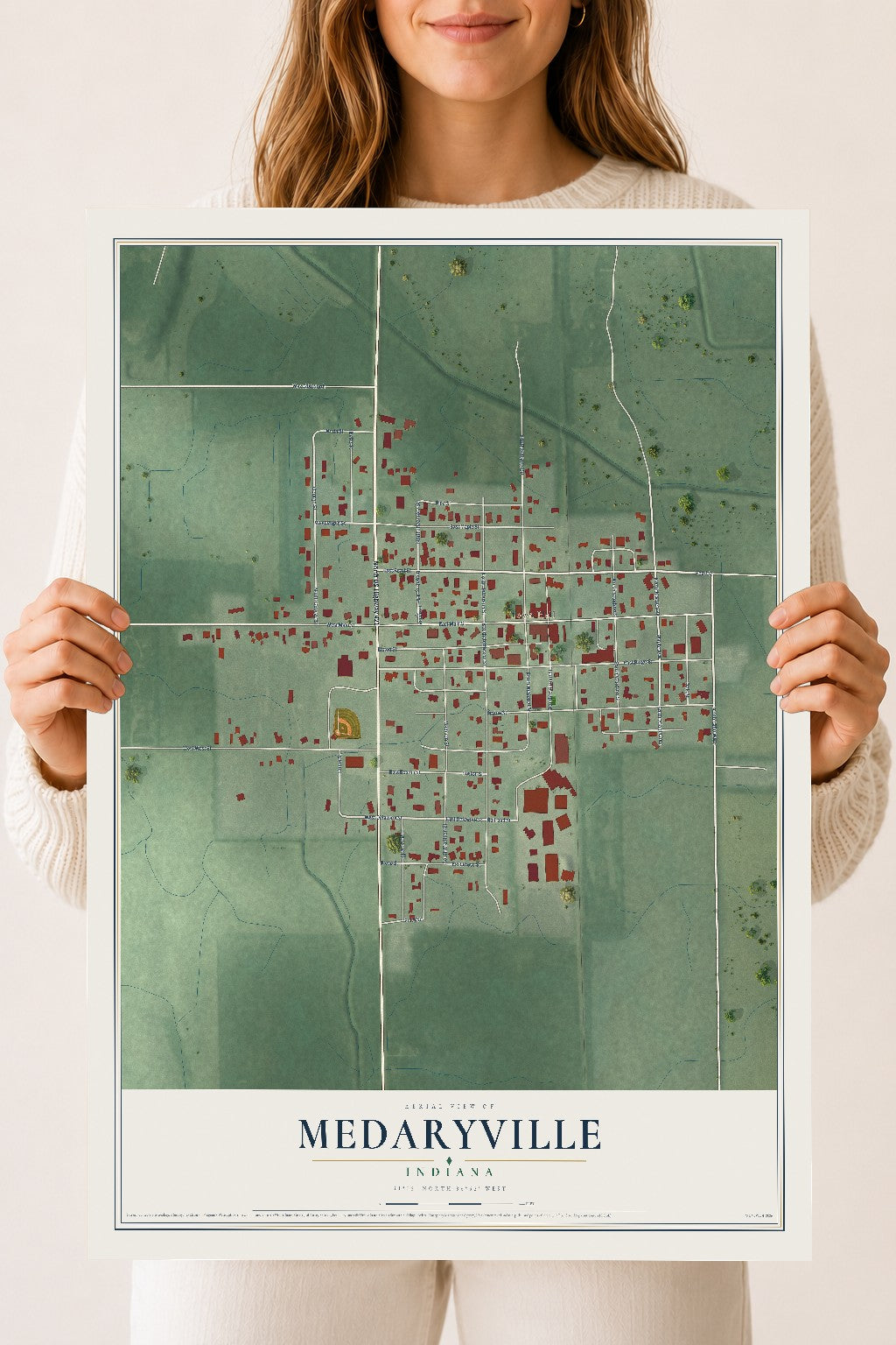 Map of Medaryville, Indiana, 18 x 24 inch unframed archival matte print