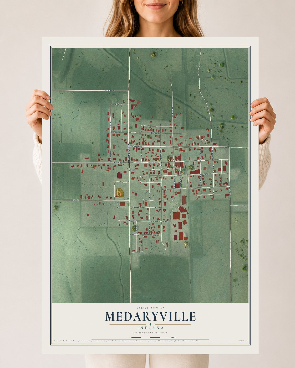 Map of Medaryville, Indiana, 24 x 36 inch unframed archival matte print