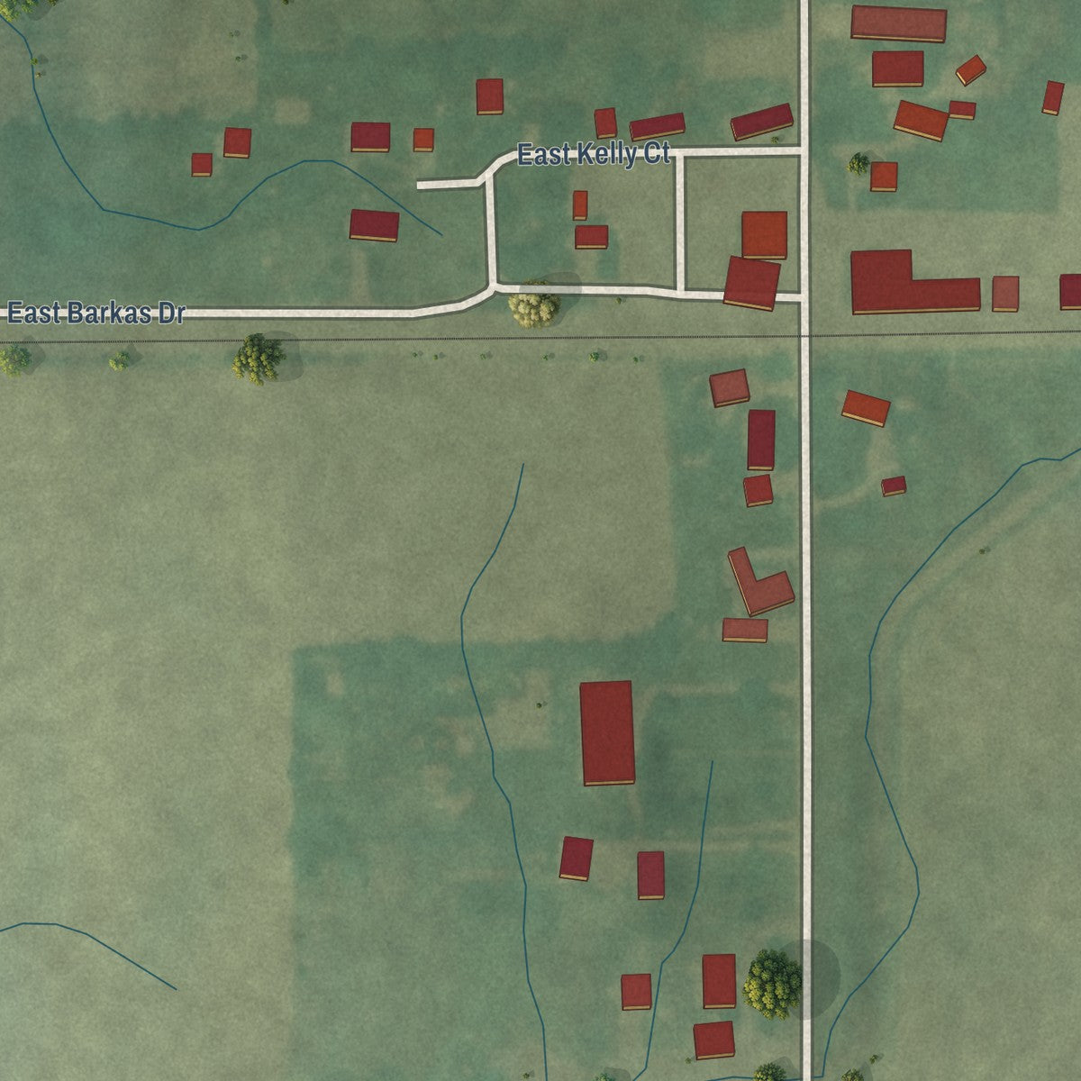 Close-up of the map of Millville, Indiana print showing street and building detail