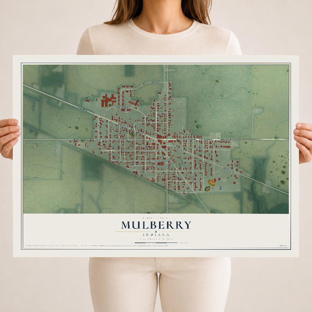Map of Mulberry, Indiana, 18 x 24 inch unframed archival matte print