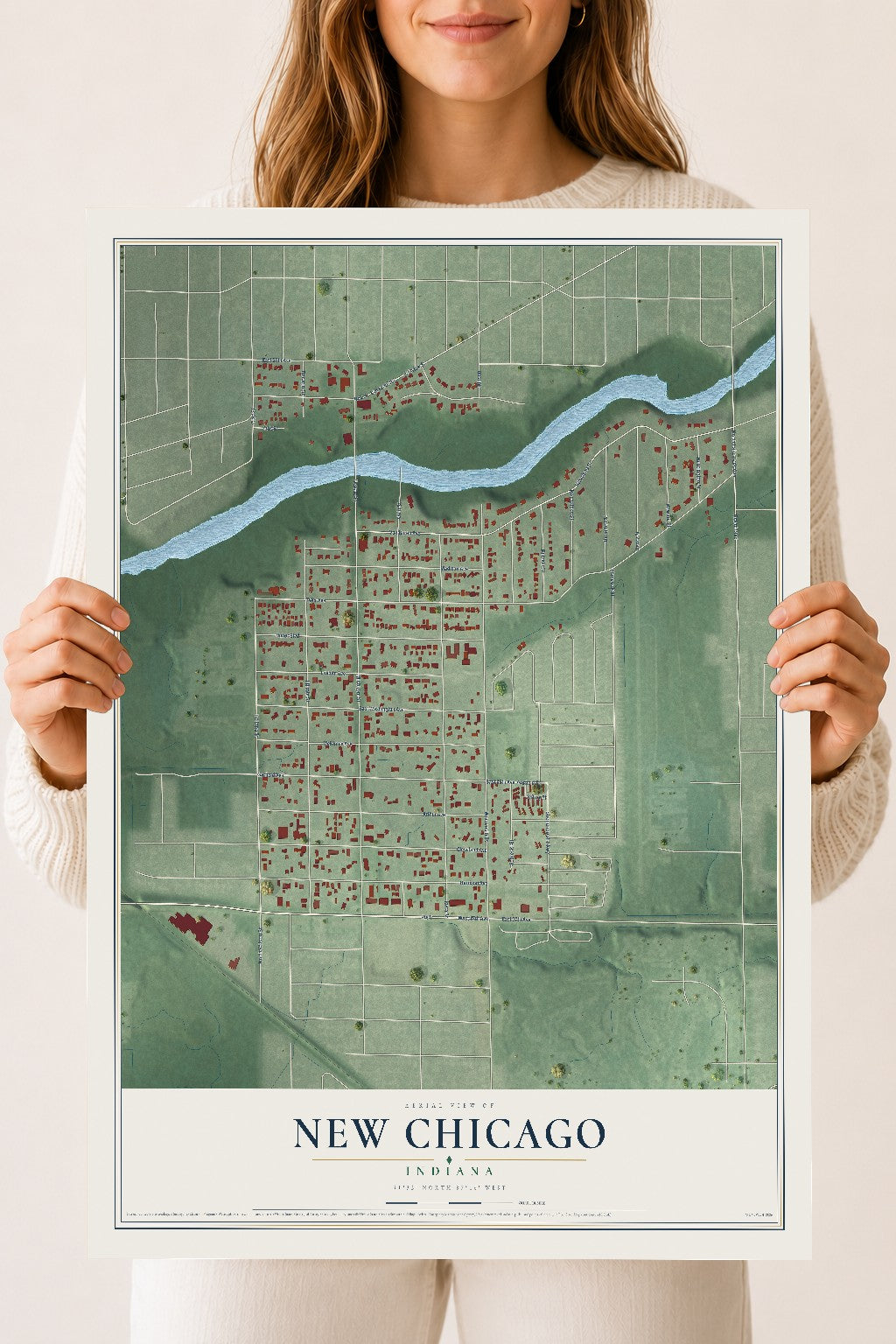 Map of New Chicago, Indiana, 18 x 24 inch unframed archival matte print