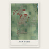New Paris, Indiana map print, the full design