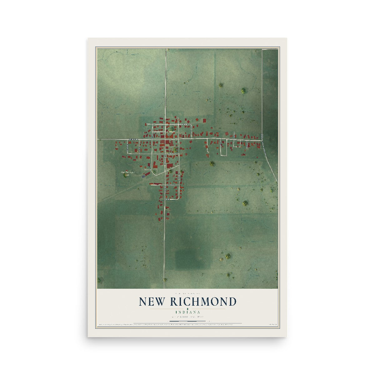 Map of New Richmond, Indiana, 12 x 18 inch unframed archival matte print