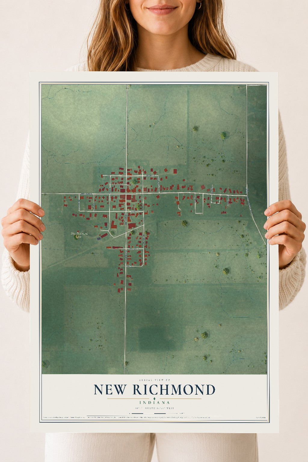 Map of New Richmond, Indiana, 18 x 24 inch unframed archival matte print