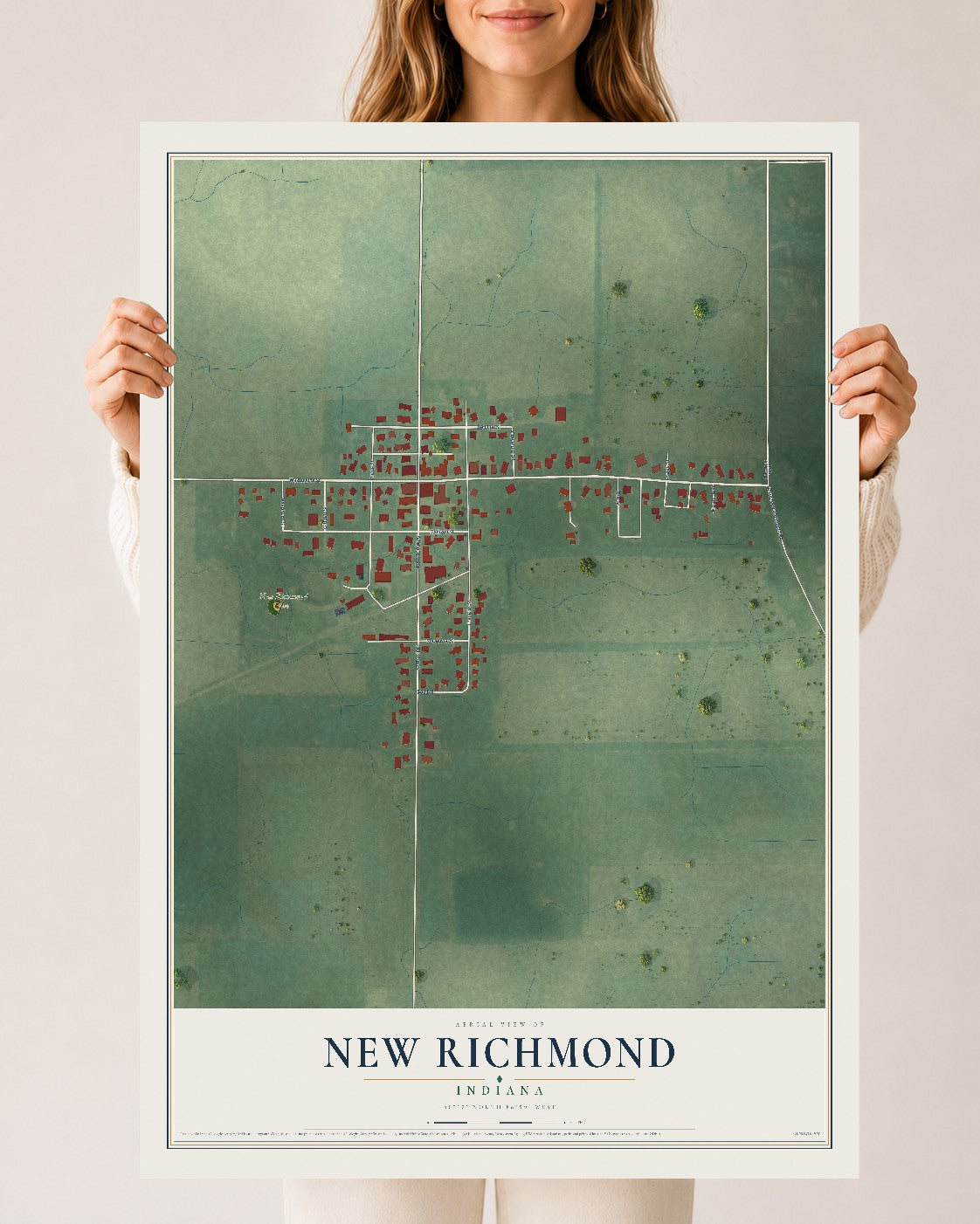 Map of New Richmond, Indiana, 24 x 36 inch unframed archival matte print