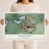 Map of Notre Dame, Indiana, 12 x 18 inch unframed archival matte print