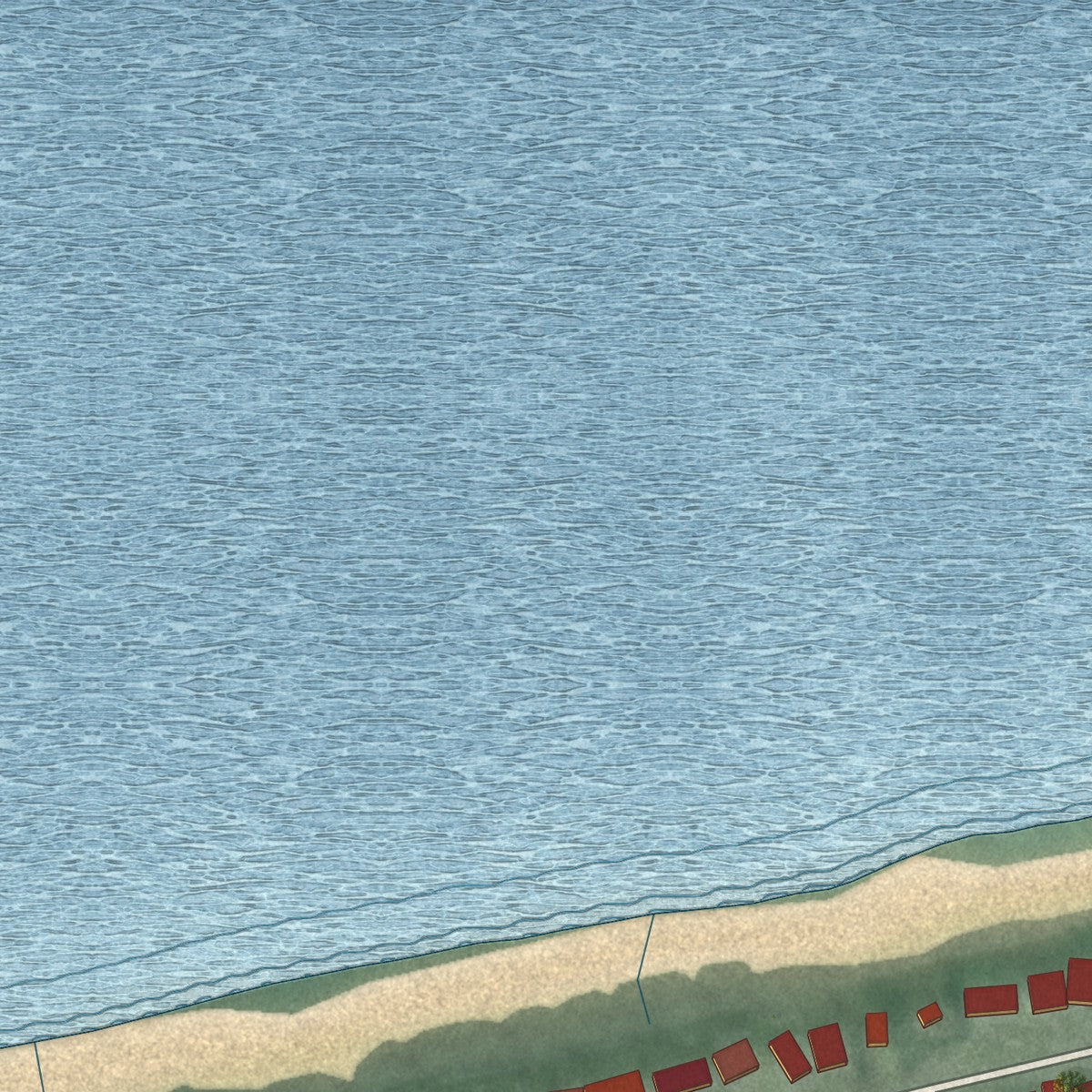Second close-up of the map of Ogden Dunes, Indiana print showing more streets and buildings